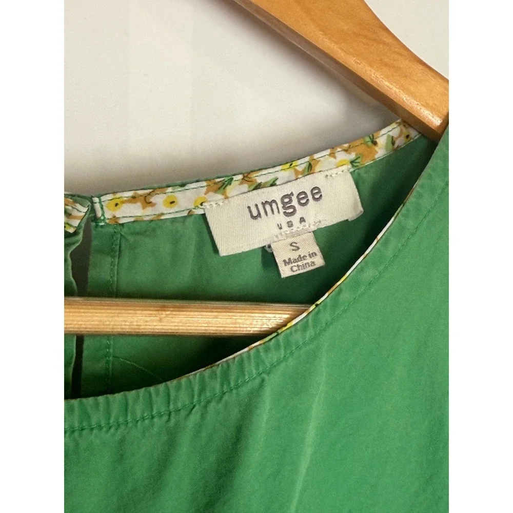 Umgee Green Tiered Dress‎ Ruffle Sleeveless Casual Cotton Women's Size S Beach